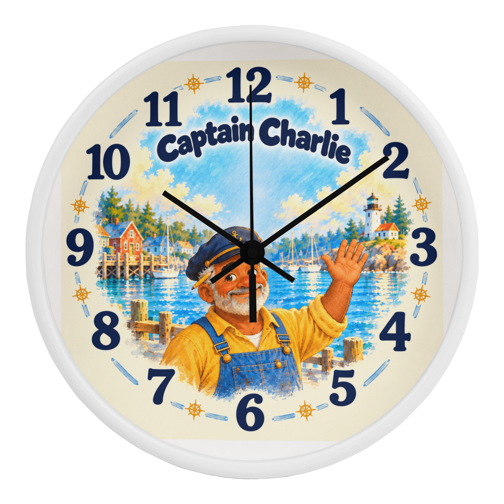 Captain Charlie — Bluebell Harbor Wall Clock