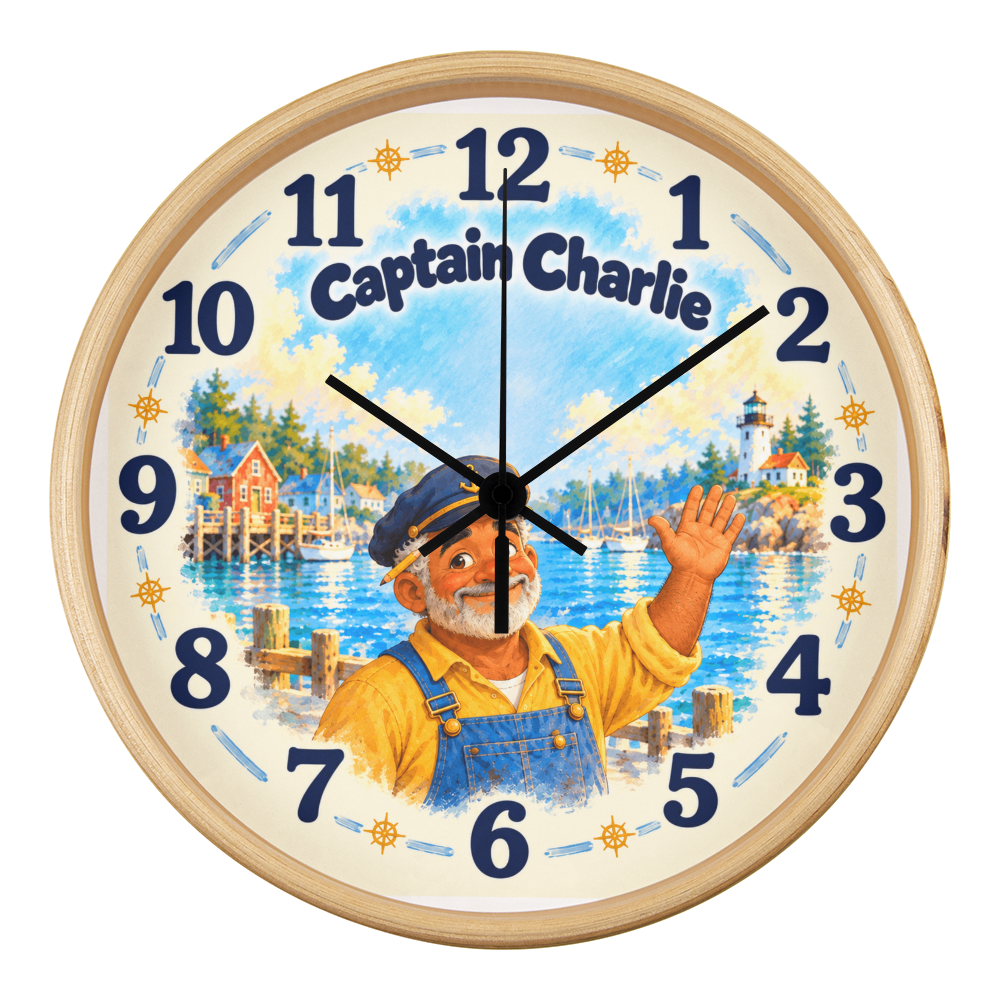 Captain Charlie — Bluebell Harbor Wall Clock