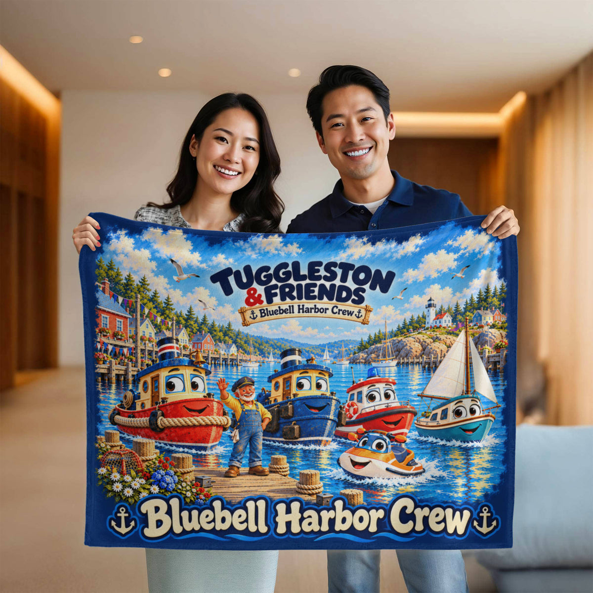 Tuggleston & Friends — Bluebell Harbor Crew Fleece Blanket