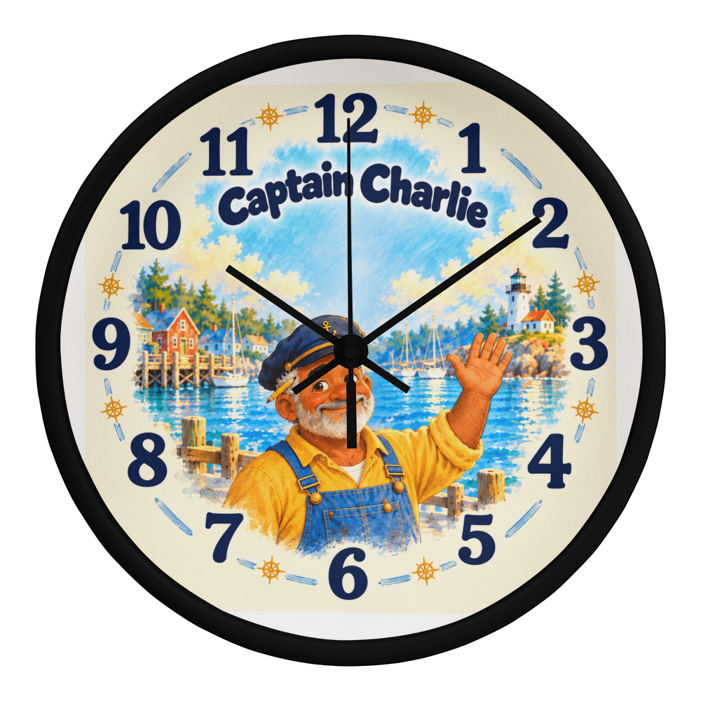 Captain Charlie — Bluebell Harbor Wall Clock